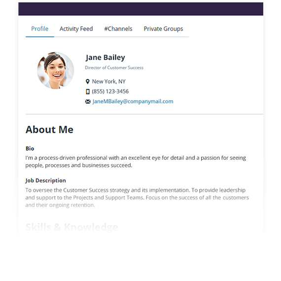 Screenshot of GreenOrbit intranet demo site staff profiles page.