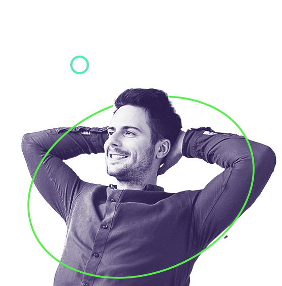 Man with arms on his head smiling at an affordable intranet portal.