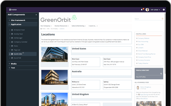 Screenshot of GreenOrbit Content Management System Feature.