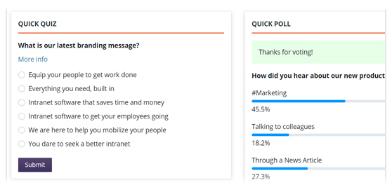Screenshot of GreenOrbit's Quick Poll Feature