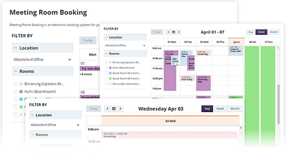 Screenshot of meeting room booking in greenorbit site.