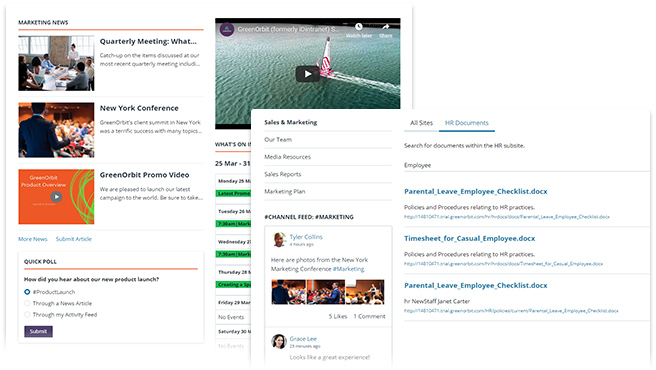 Screenshot of how greenorbit intranet centralized communication keeps your employees on the same page
