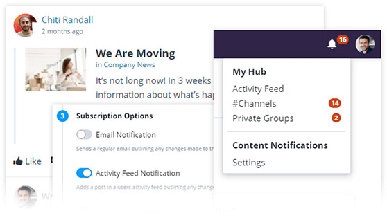 Screenshot of greenorbit my hub and post notifications and alerts.